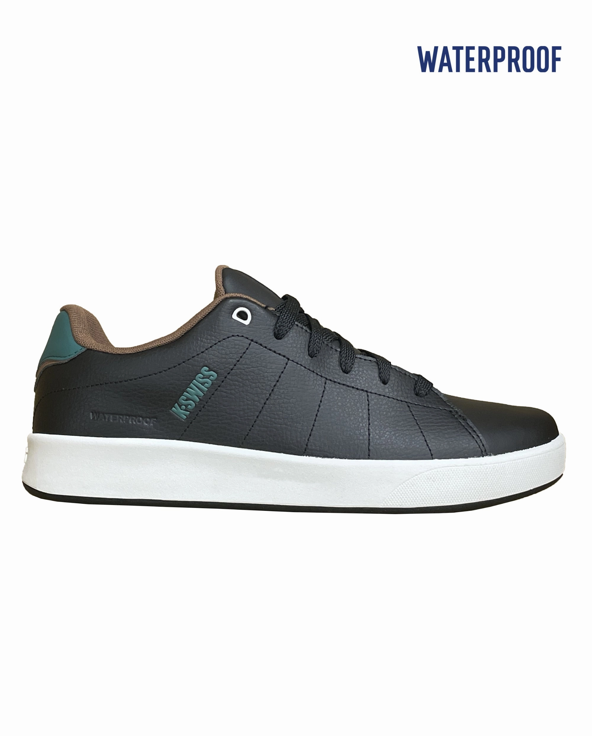 09457-035-M | MEN'S COURT CAMEO II WATERPROOF SNEAKERS | BLACK/GREEN/BISON