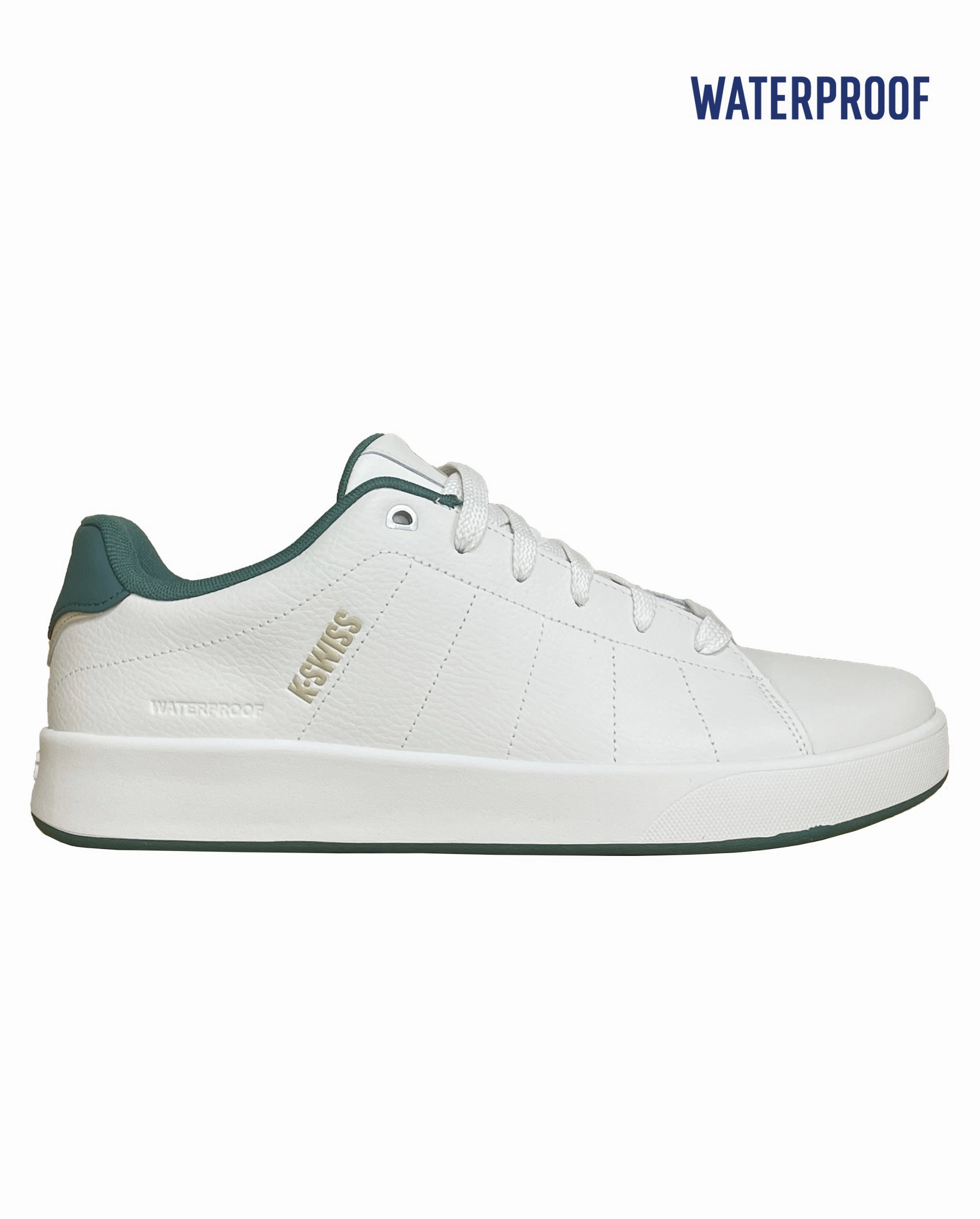 09457-108-M | MEN'S COURT CAMEO II WATERPROOF SNEAKERS | WMBL WHT/GRN/TAUPE