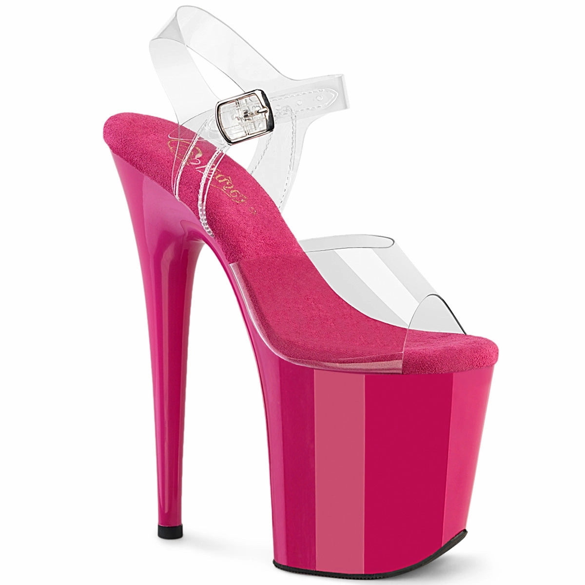8 Inch Heel FLAMINGO-808 Clear Hot Pink