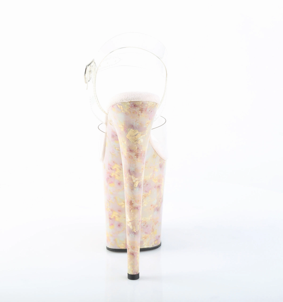 8 Inch Heel FLAMINGO-808MB Clear Blush Gold Marble