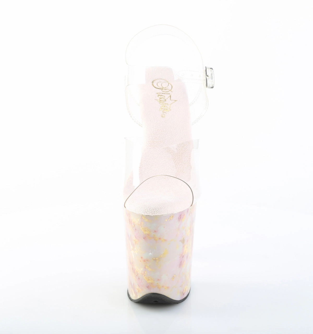 8 Inch Heel FLAMINGO-808MB Clear Blush Gold Marble