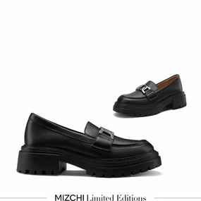 *ALCOR BLACK - flatform leather brogue