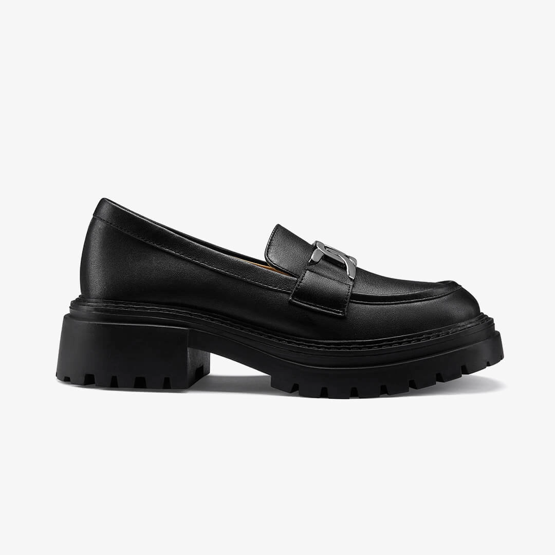 *ALCOR BLACK - flatform leather brogue