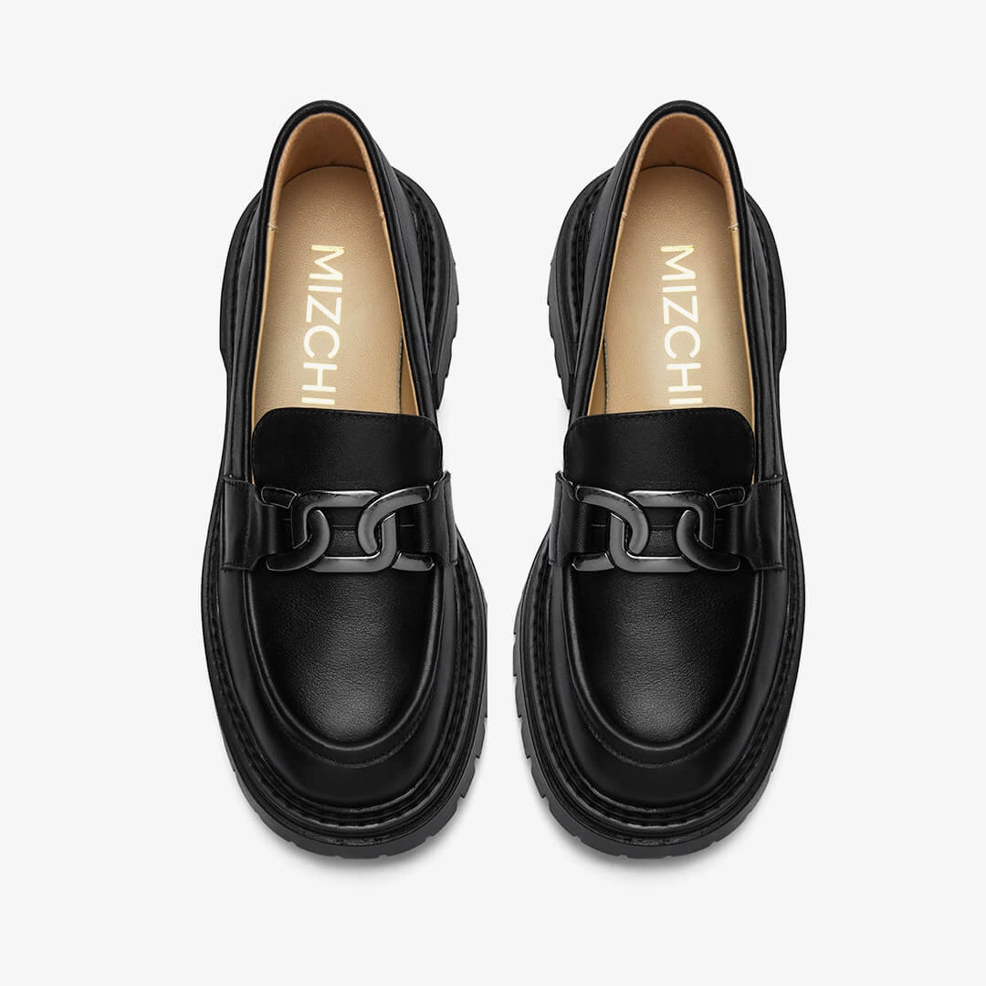 *ALCOR BLACK - flatform leather brogue