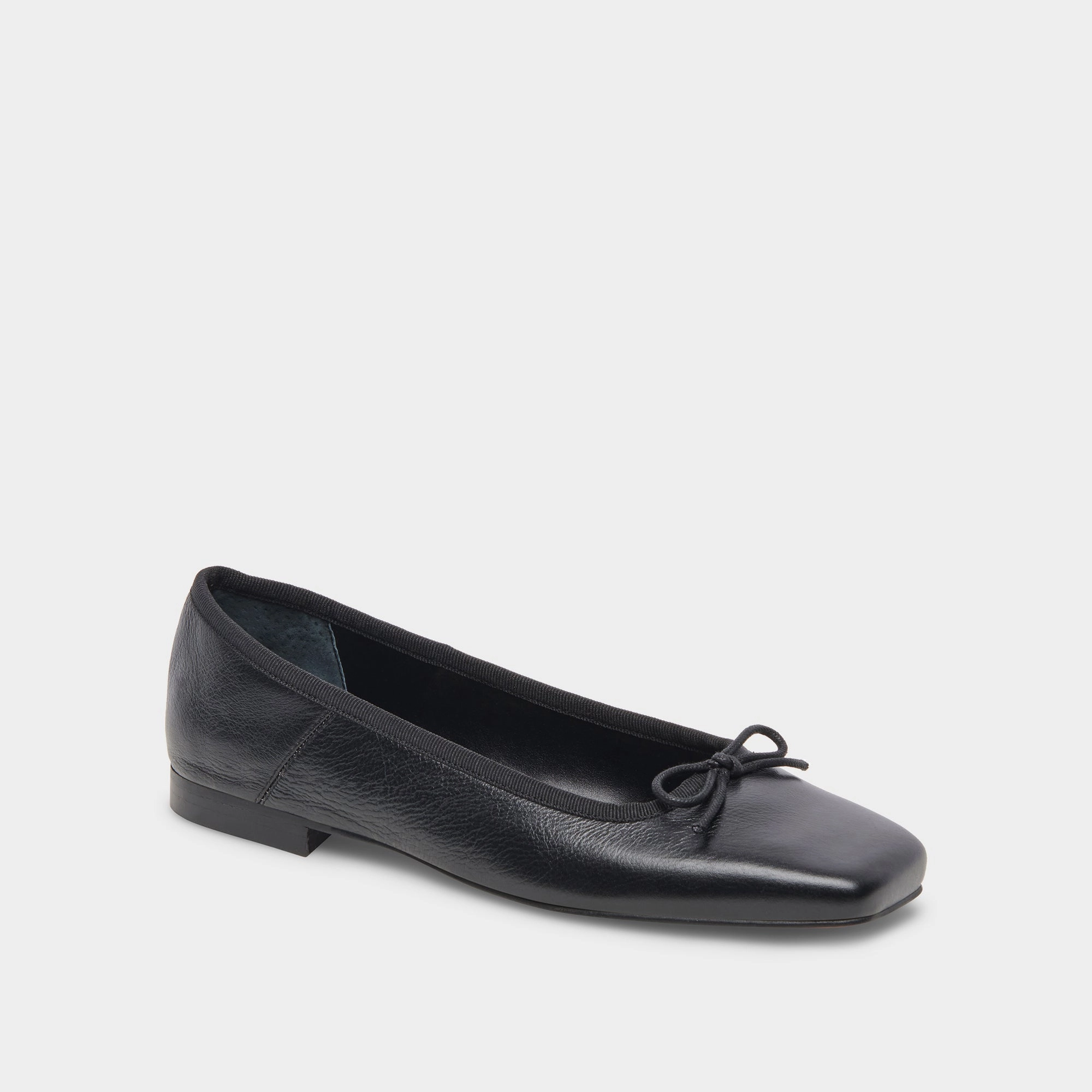 ANISA WIDE BALLET FLATS BLACK LEATHER