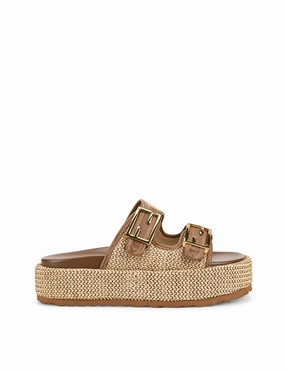 Aphrodite Woven Flatforms - Natural Weave/Tan