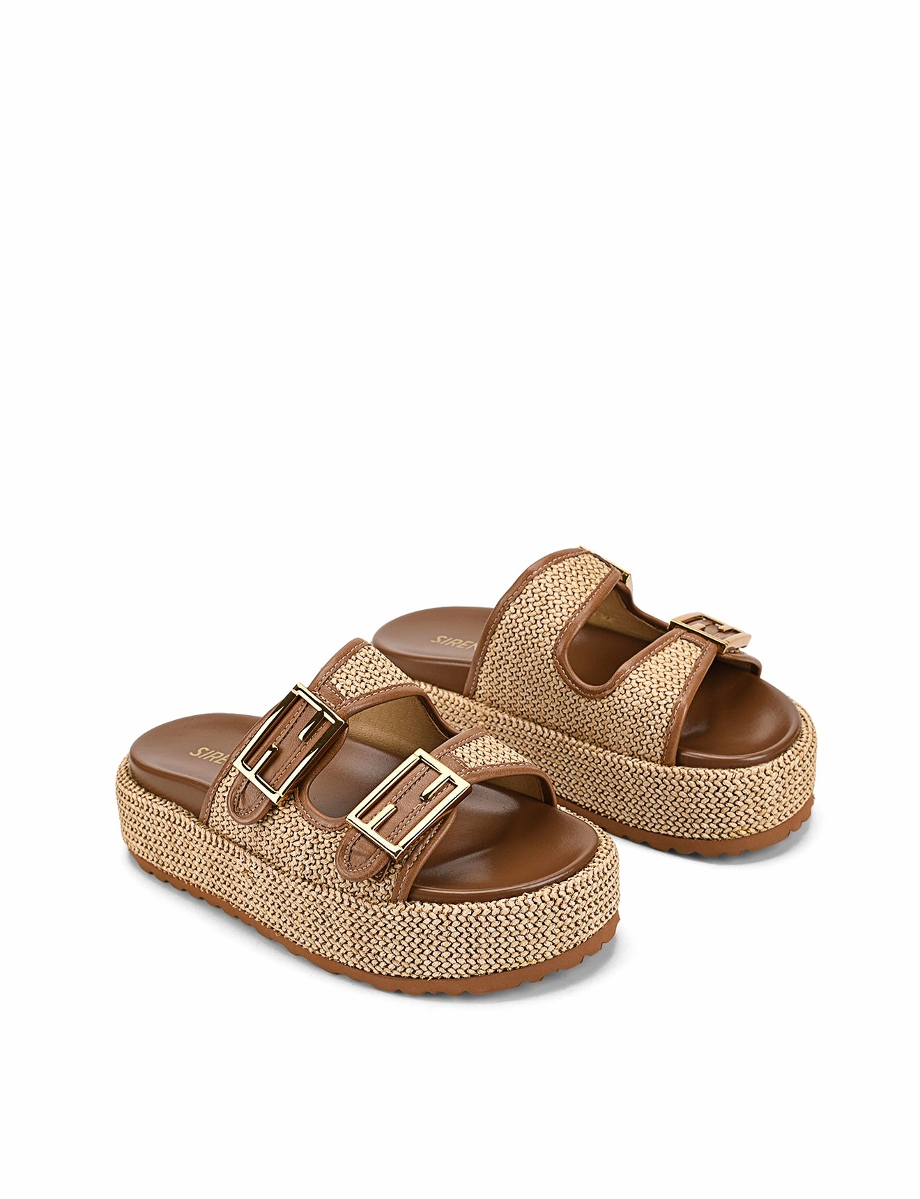 Aphrodite Woven Flatforms - Natural Weave/Tan