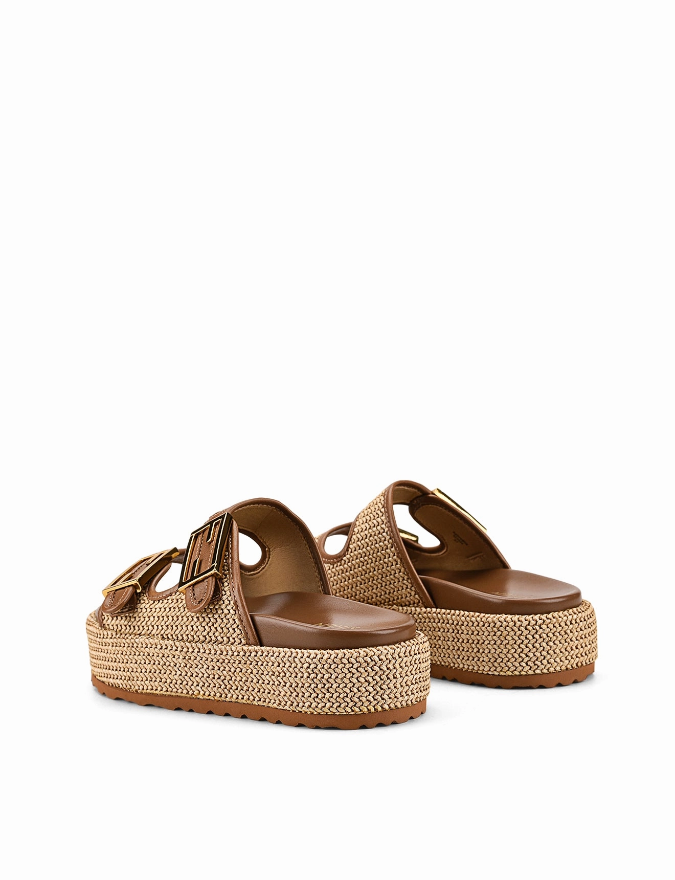Aphrodite Woven Flatforms - Natural Weave/Tan