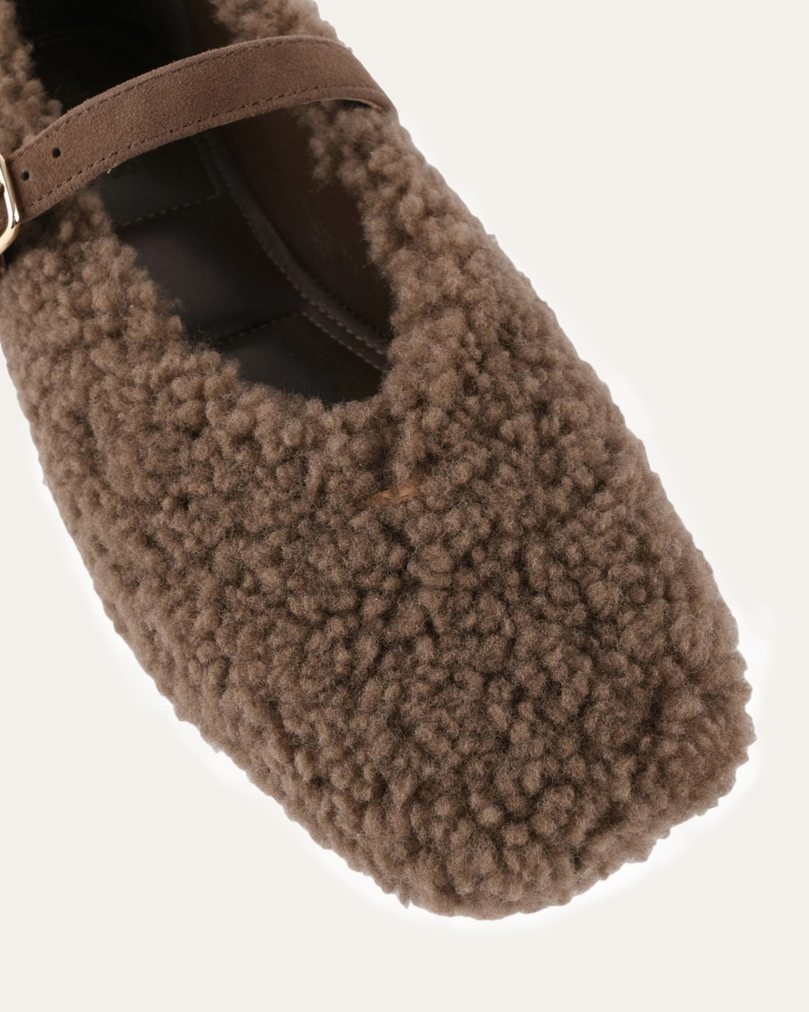 APRIL CASUAL FLATS TAUPE SHEARLING