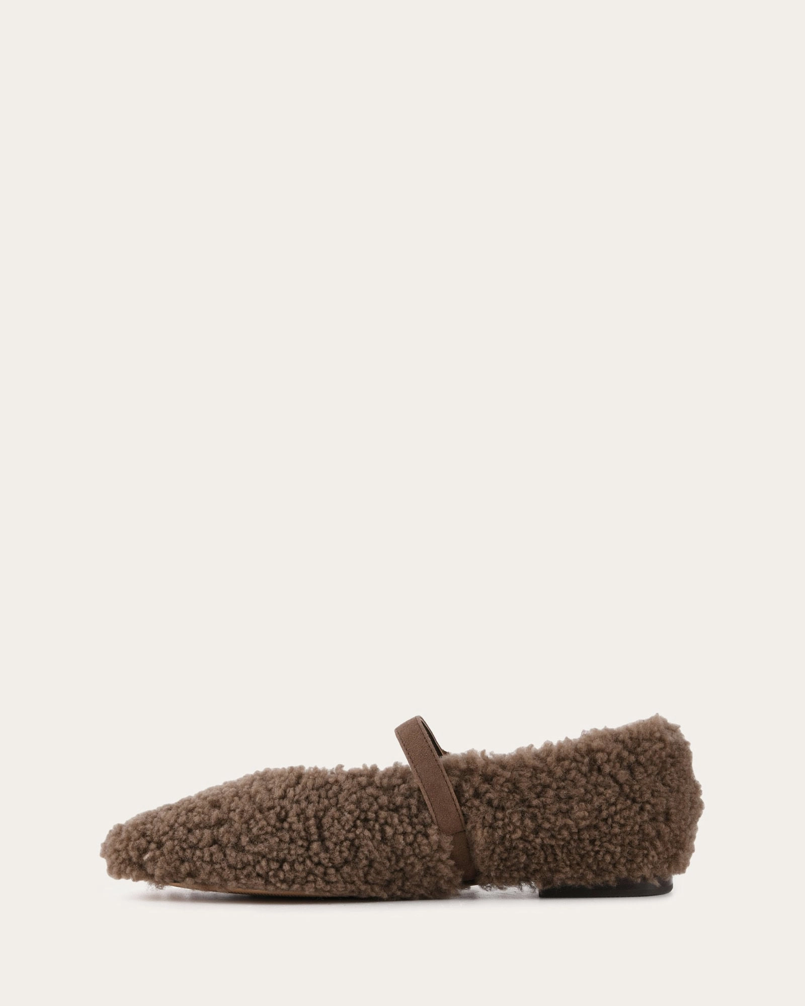 APRIL CASUAL FLATS TAUPE SHEARLING