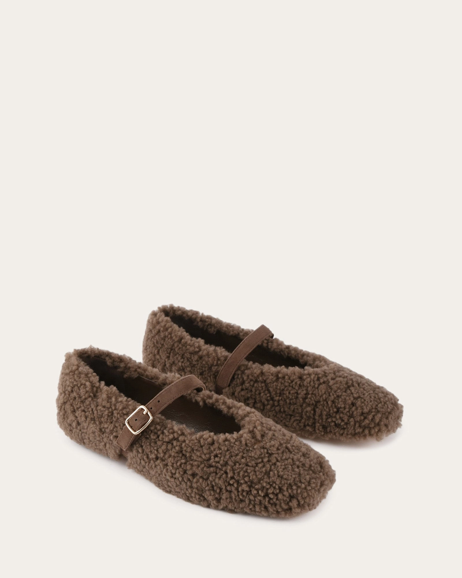 APRIL CASUAL FLATS TAUPE SHEARLING