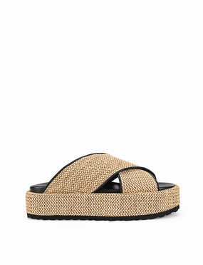 April Flatform Sandals - Natural Weave & Black