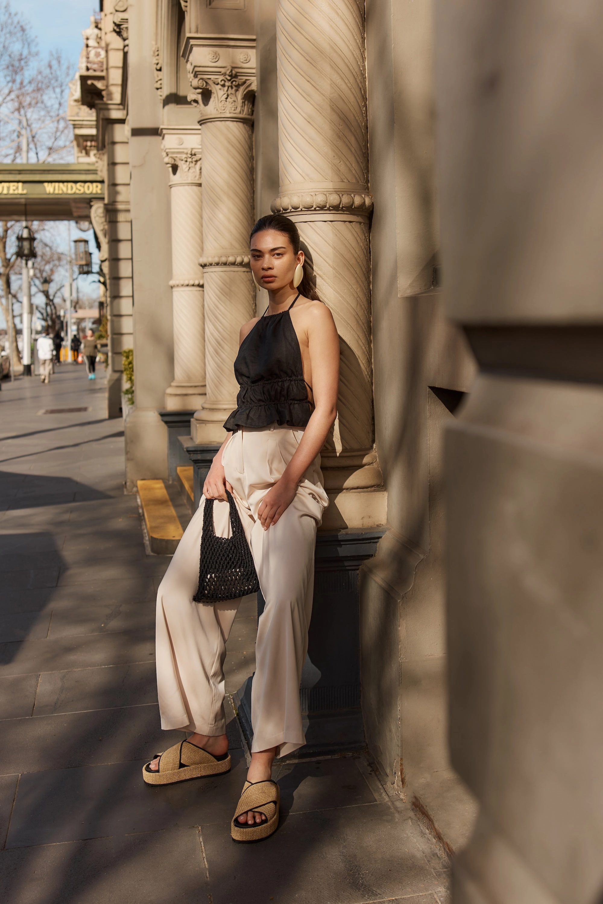 April Flatform Sandals - Natural Weave & Black