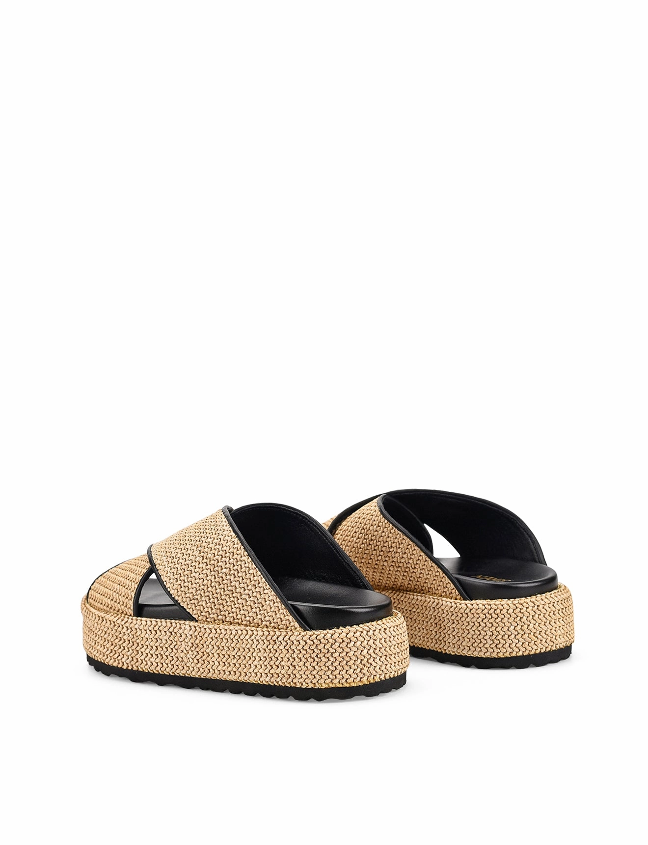 April Flatform Sandals - Natural Weave & Black