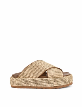 April Flatform Sandals - Natural Weave & Tan