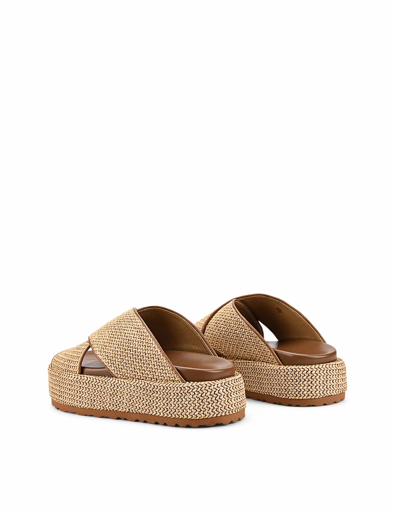 April Flatform Sandals - Natural Weave & Tan