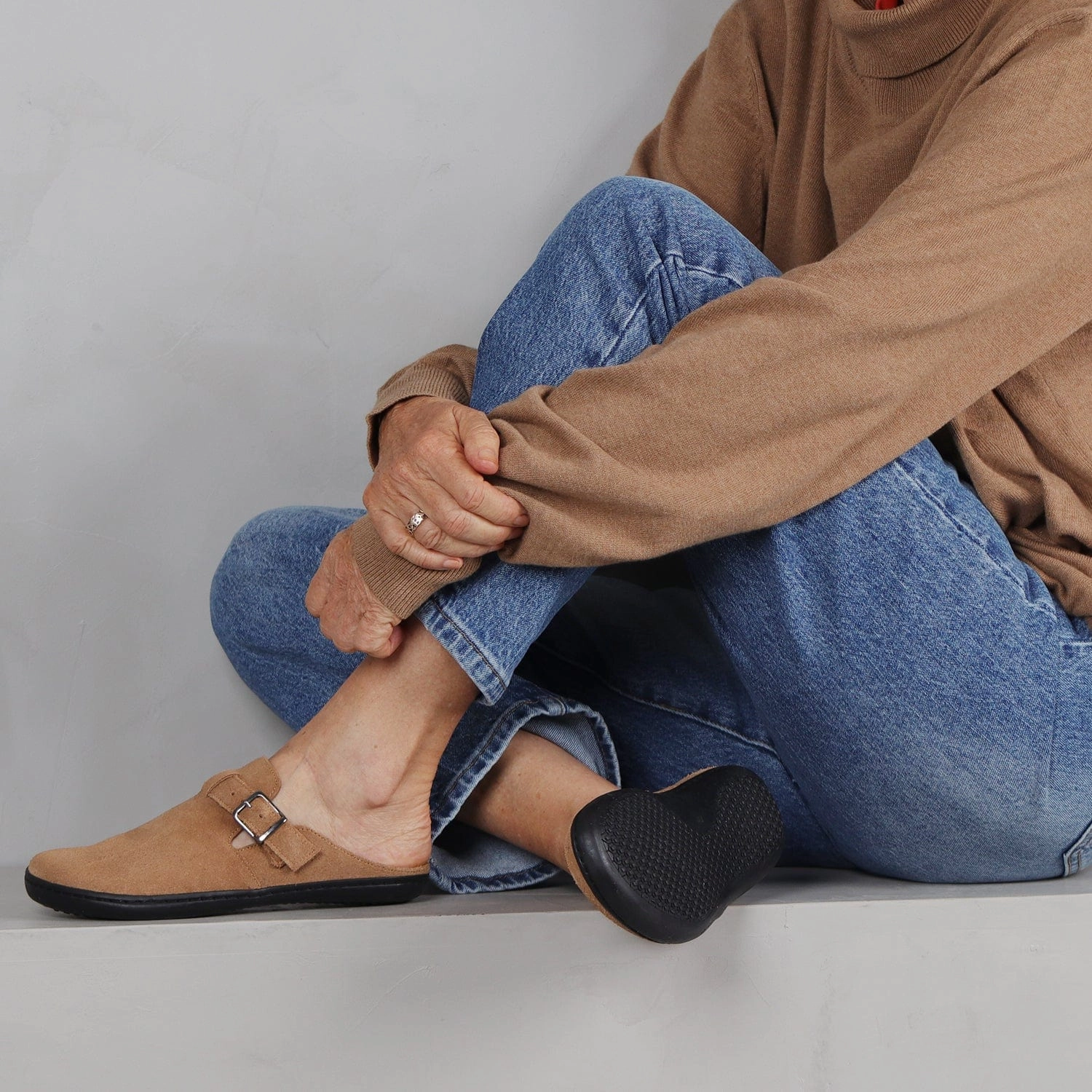 Barefoot clog with Removable Footbed in Taupe - 12318