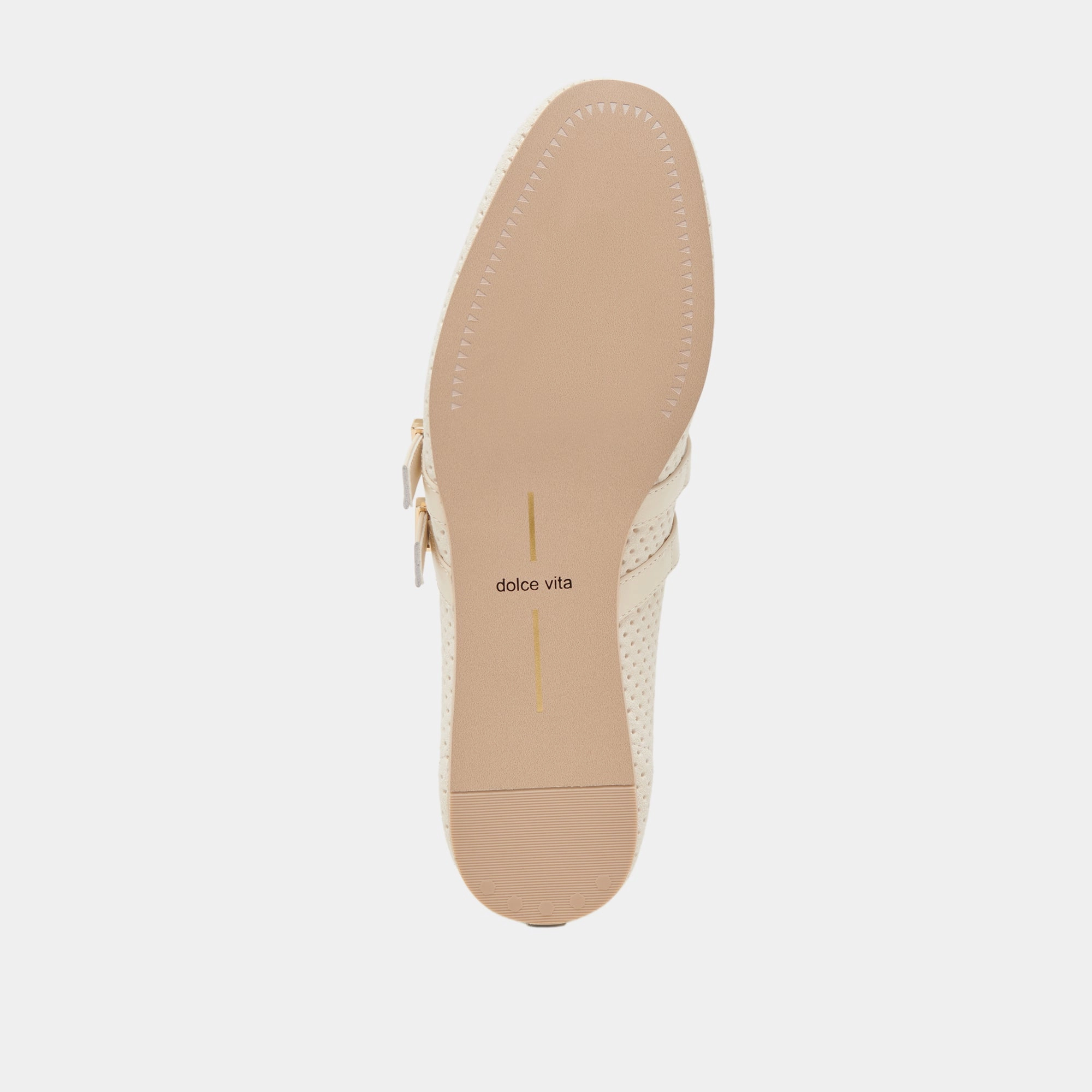 BAYLEE WIDE BALLET FLATS BONE PERFORATED SUEDE