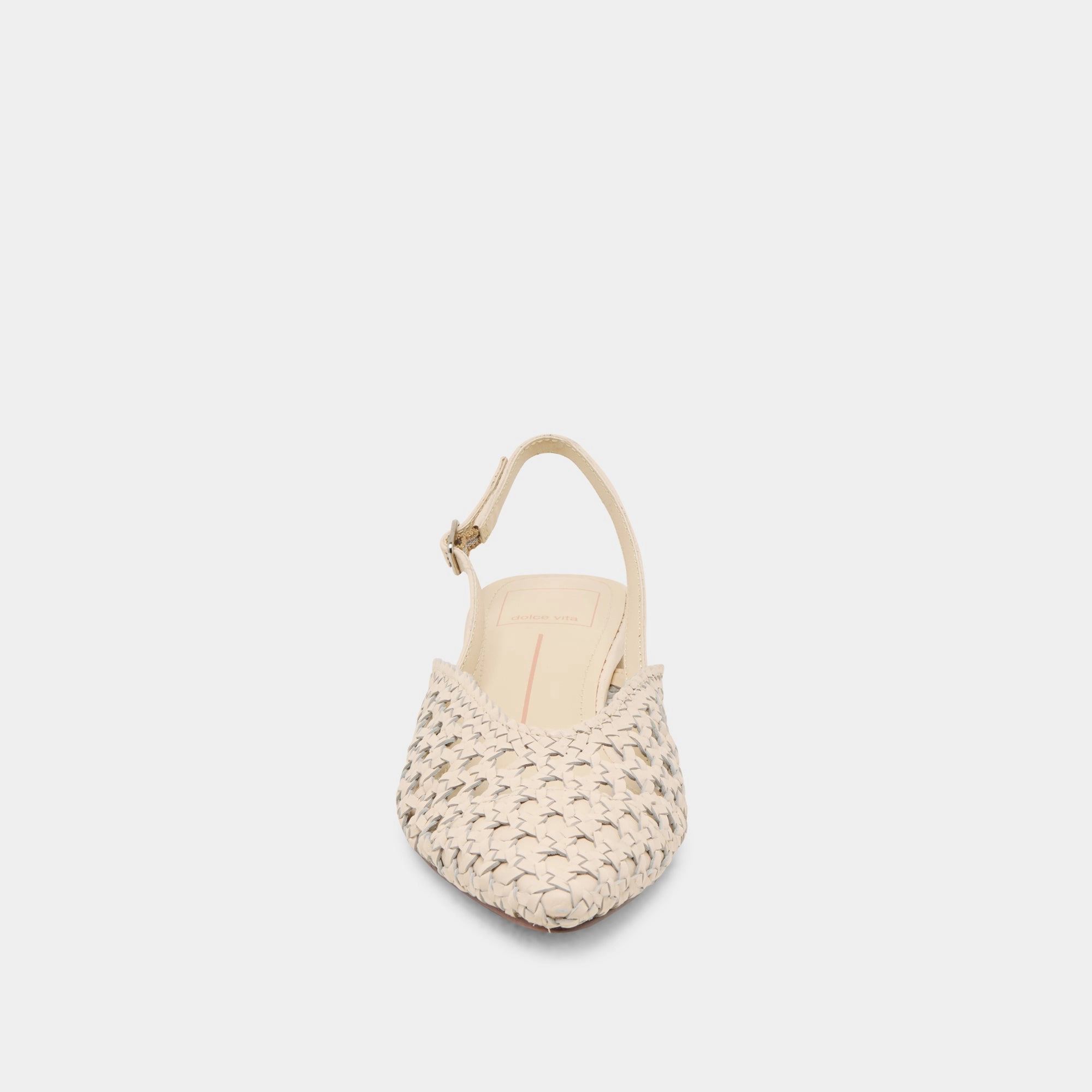BIRDIE FLATS OFF WHITE WOVEN LEATHER