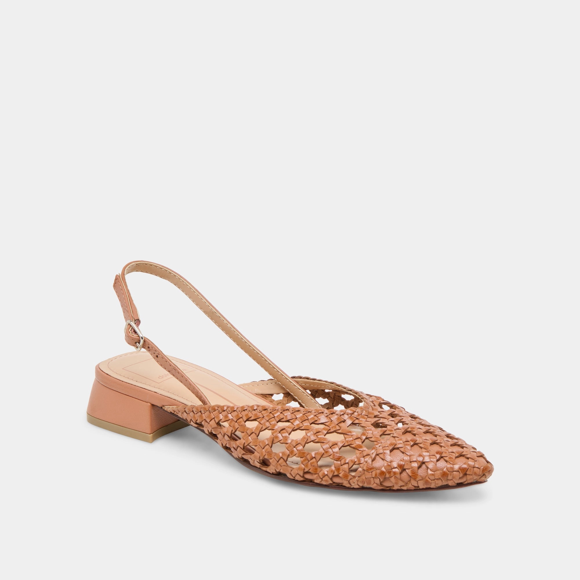 BIRDIE FLATS TAN WOVEN LEATHER