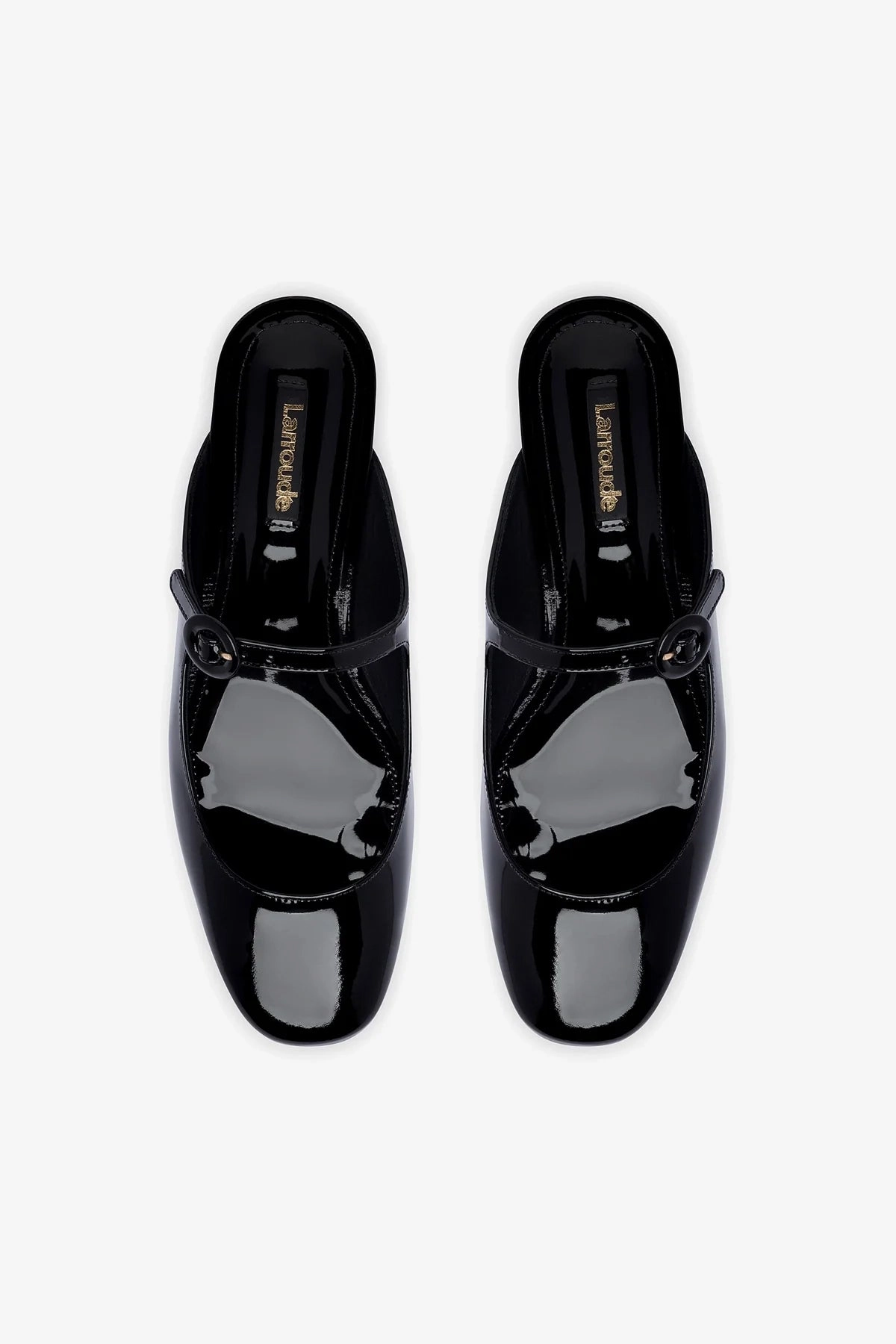 Blair Flat Mule In Black Patent Leather