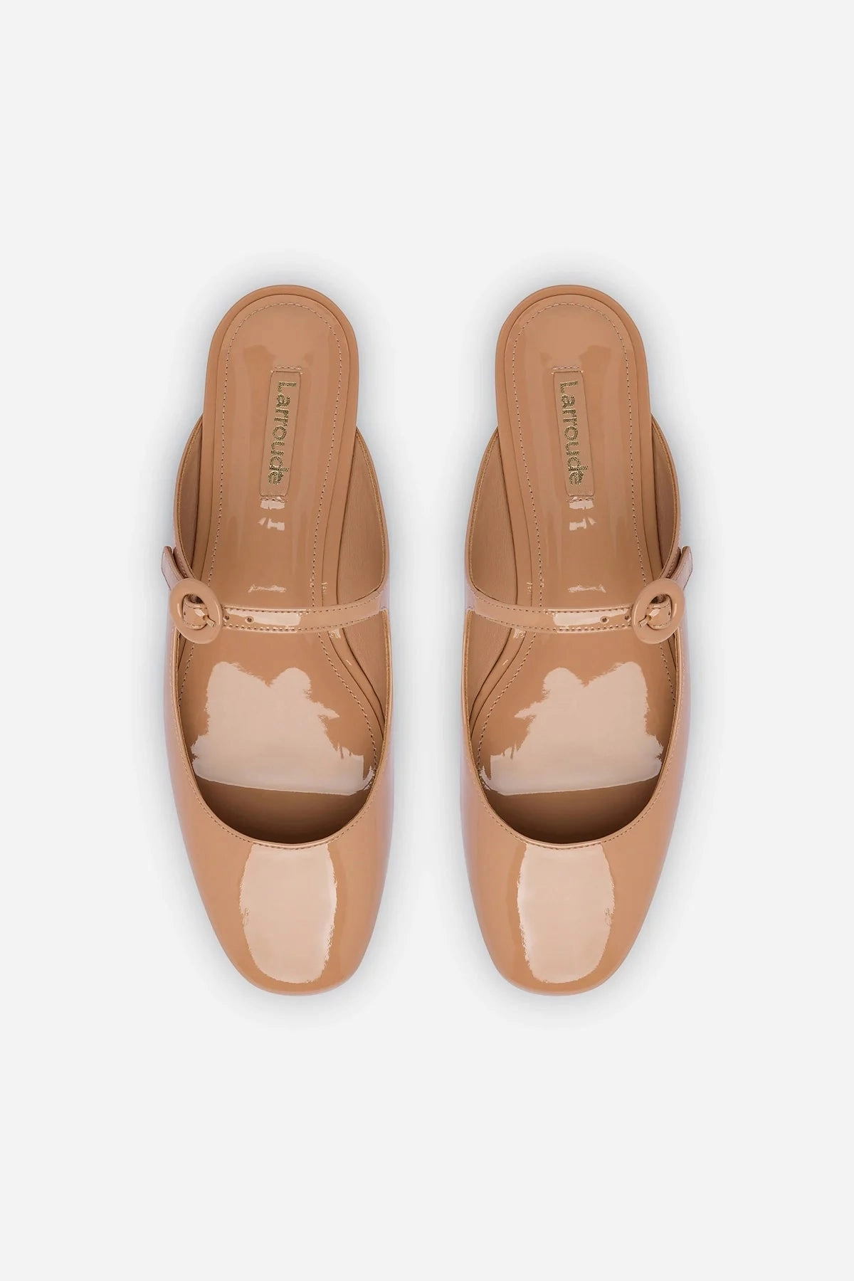 Blair Flat Mule In Tan Patent Leather