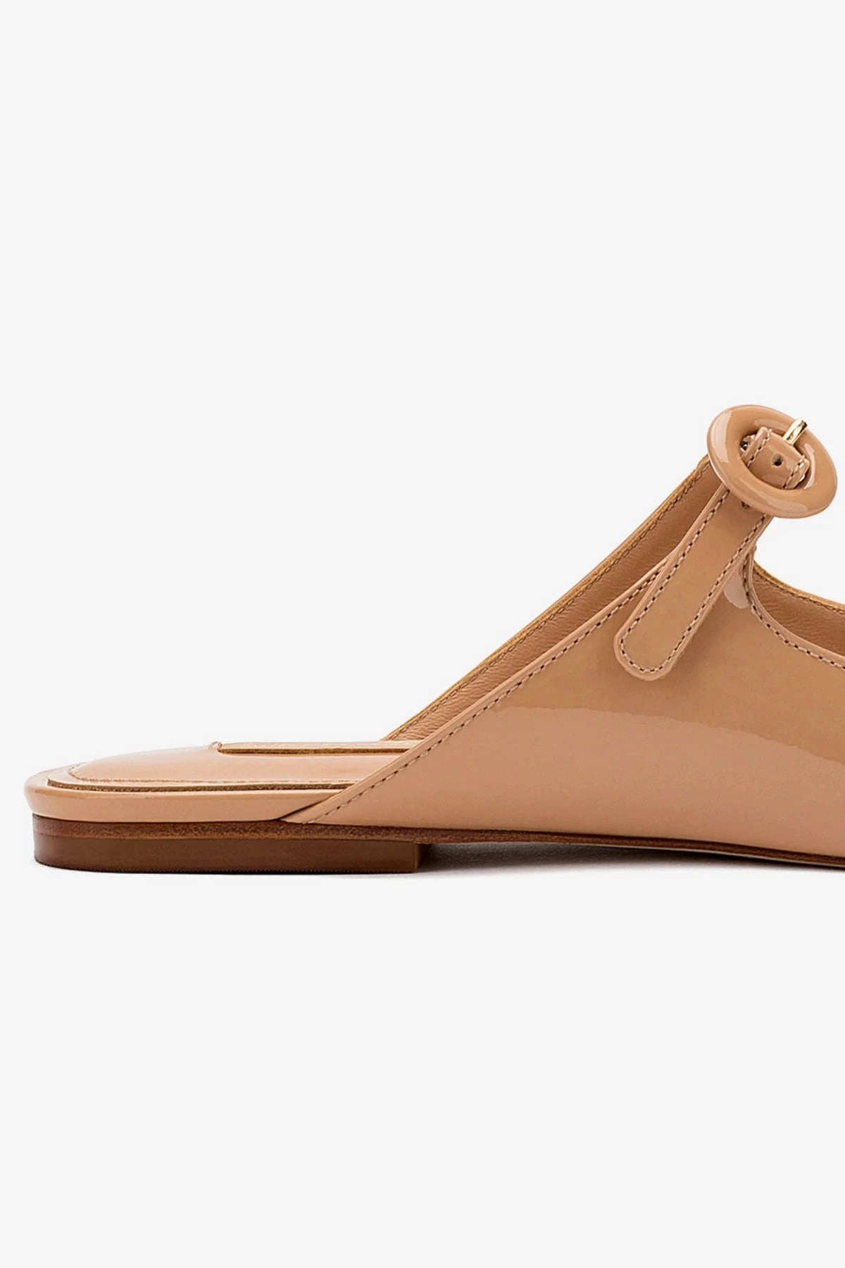 Blair Flat Mule In Tan Patent Leather