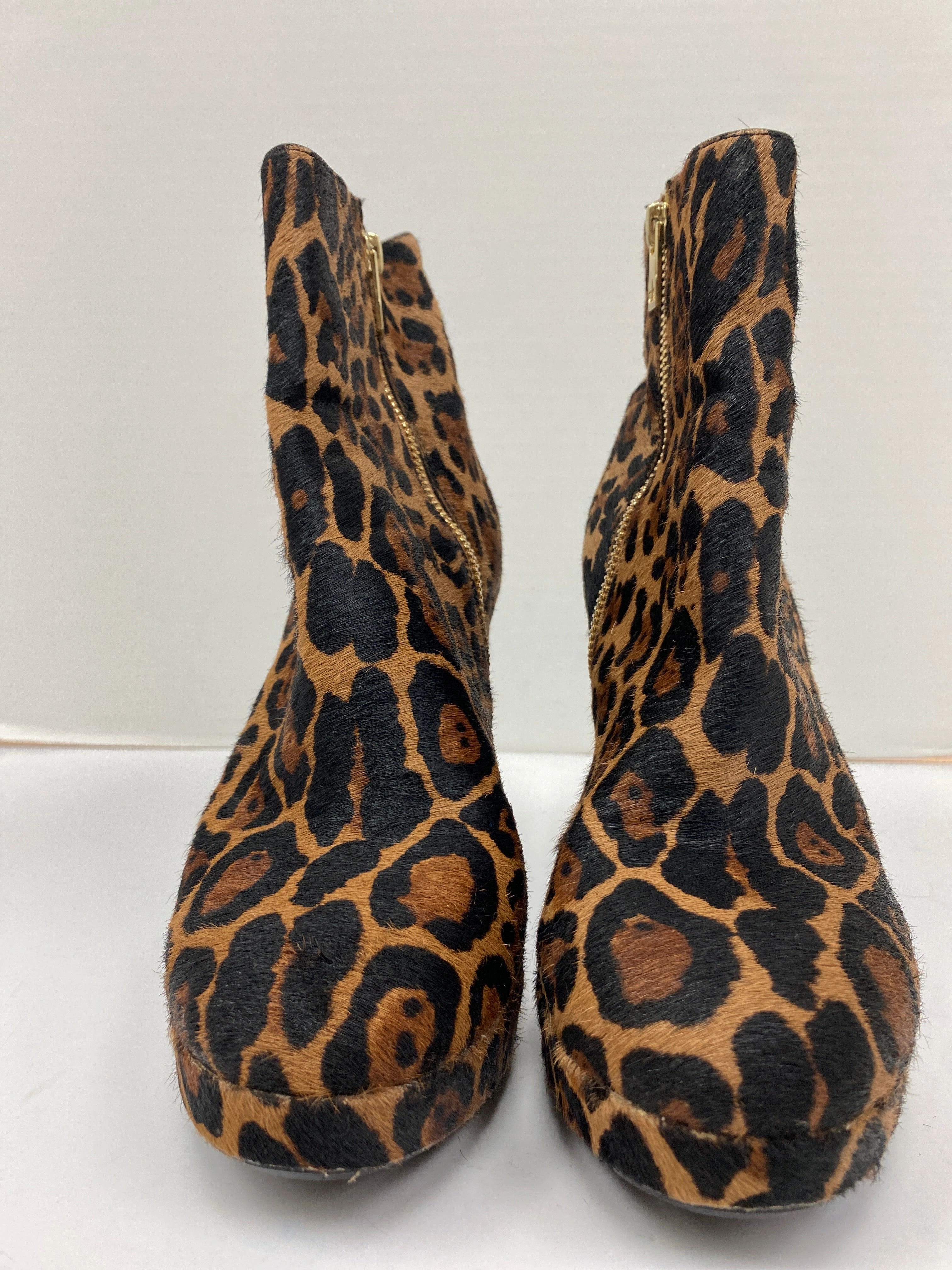Boots Ankle Heels By Calvin Klein In Animal Print, Size: 8