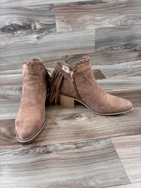 Boots Ankle Heels By Top Moda In Brown, Size: 9