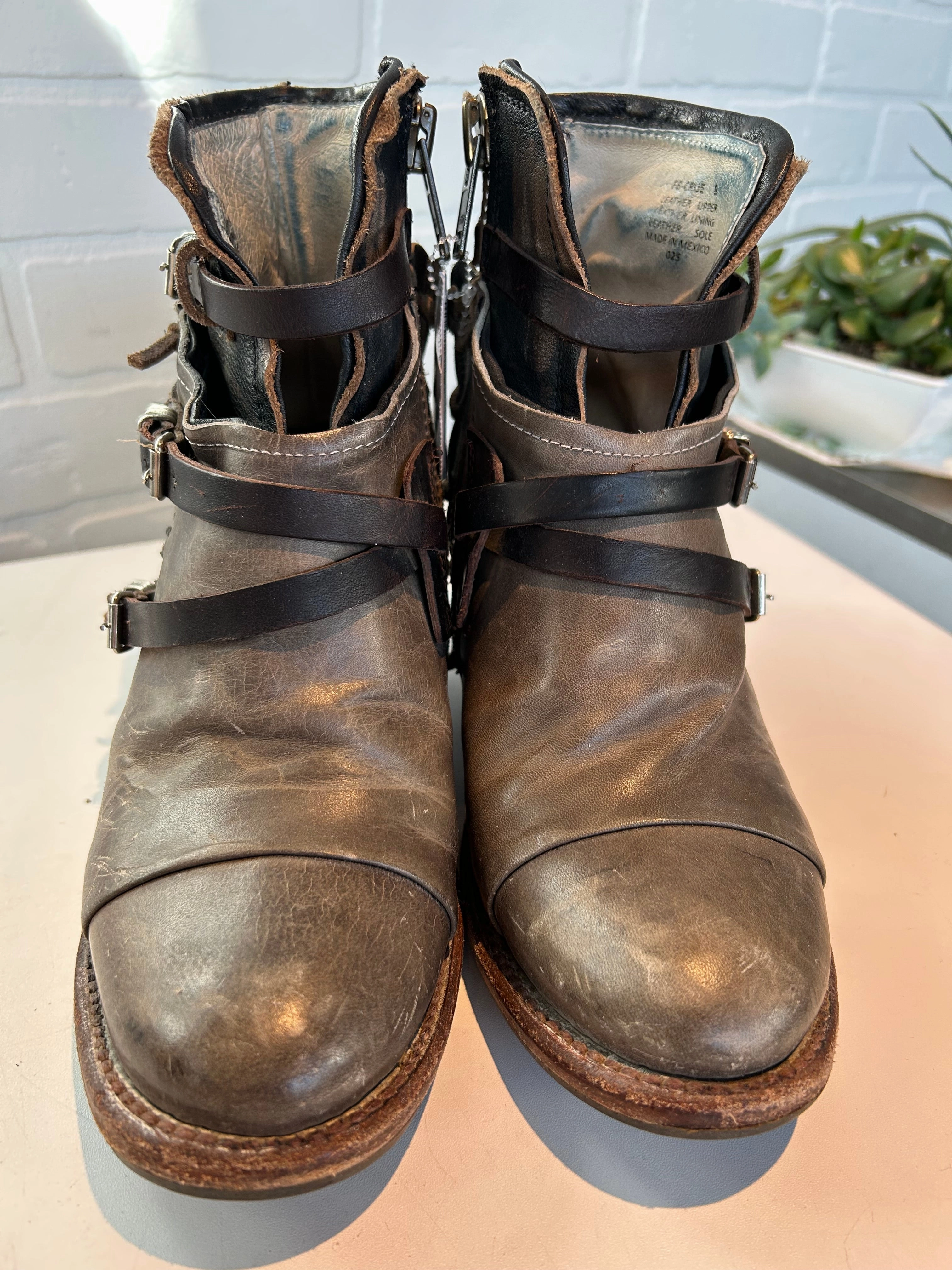Boots Mid-calf Heels By Freebird In Brown, Size: 8
