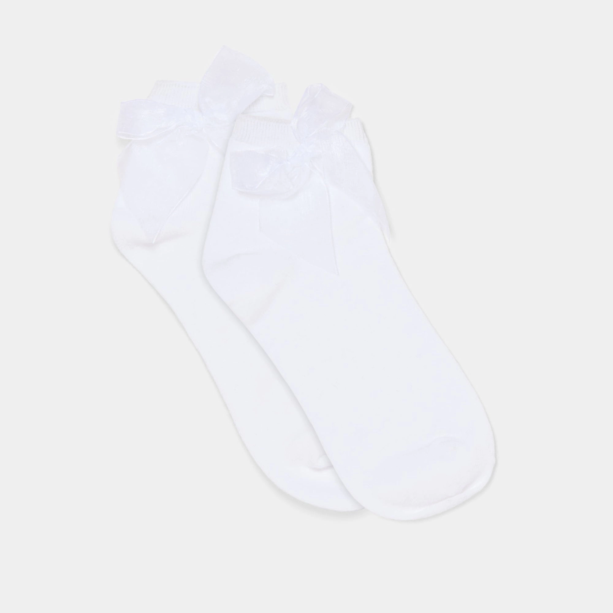 BOW ANKLET SOCKS WHITE