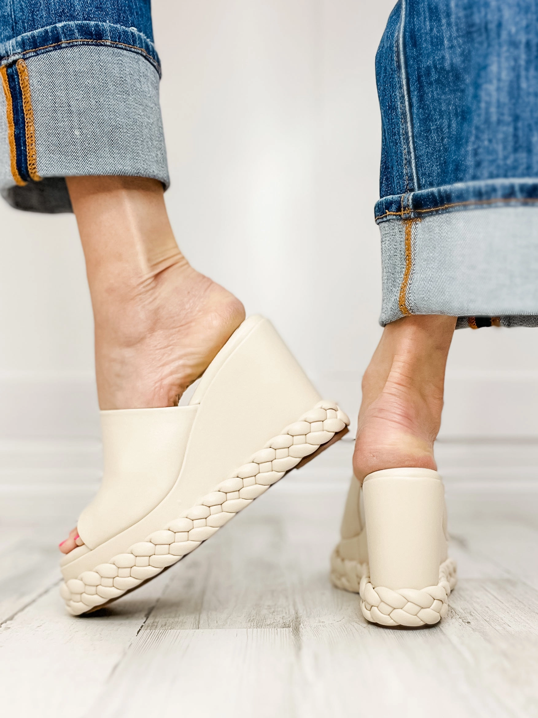 Corkys Resting Beach Face Wedge Sandals in Ivory
