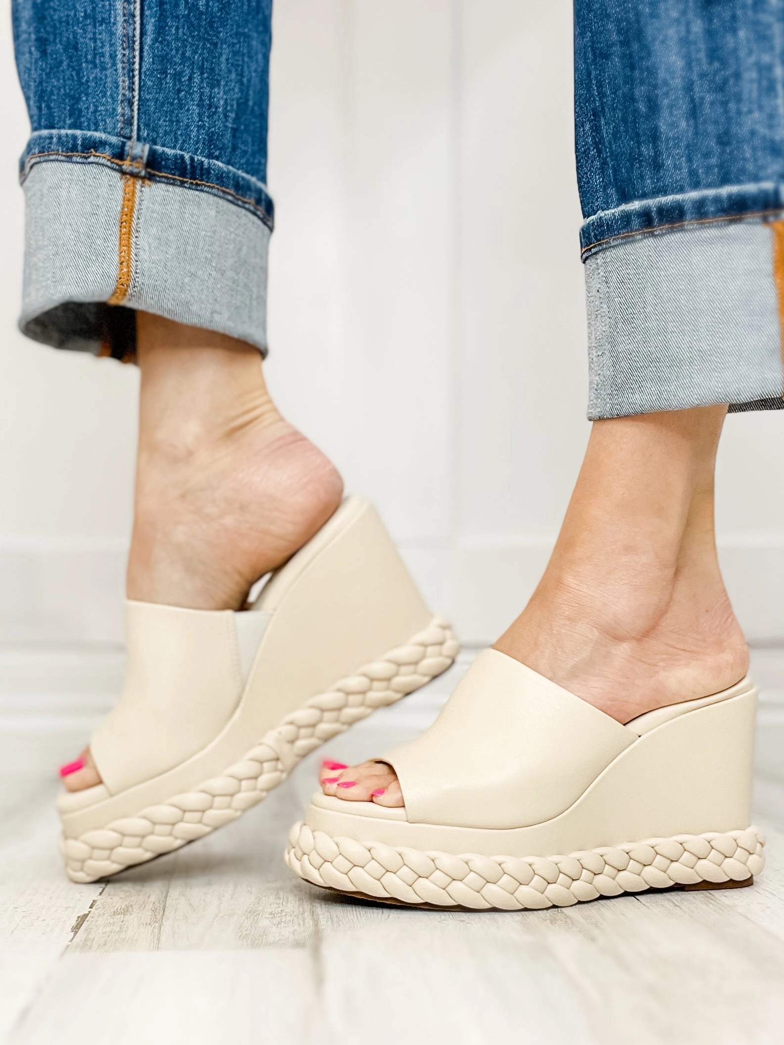 Corkys Resting Beach Face Wedge Sandals in Ivory
