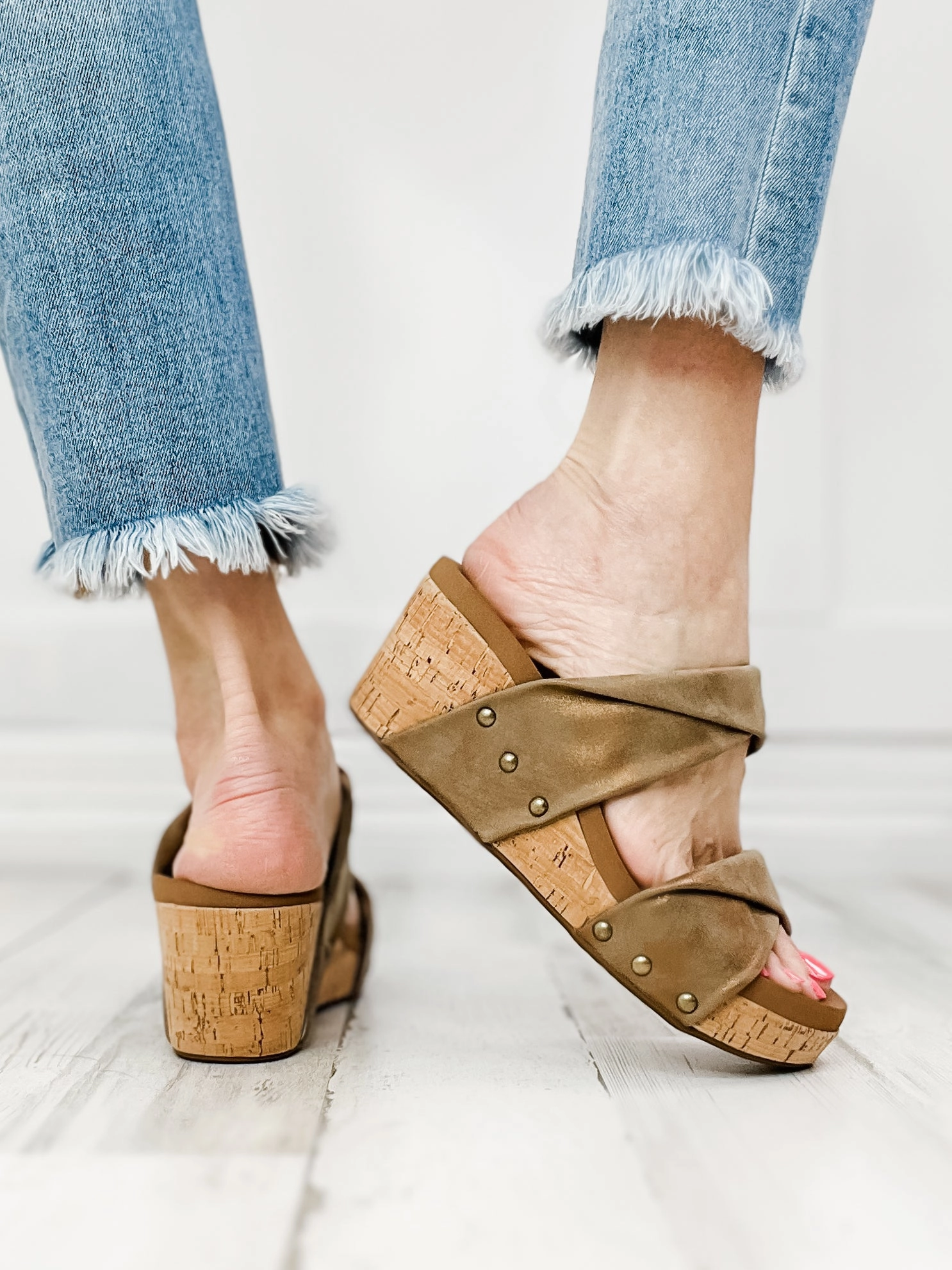 Corkys Stranded Wedges in Bronze Metallic