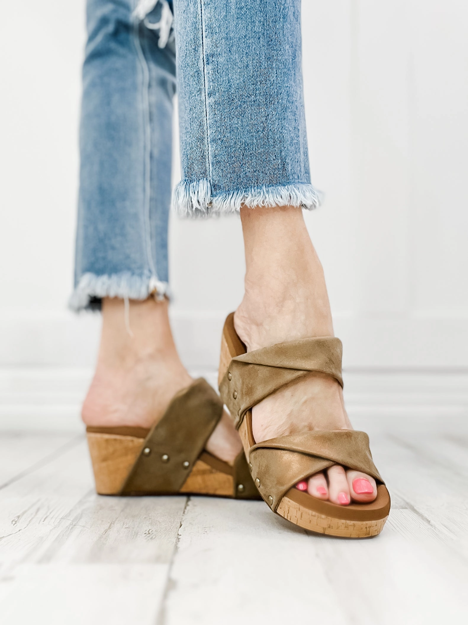 Corkys Stranded Wedges in Bronze Metallic