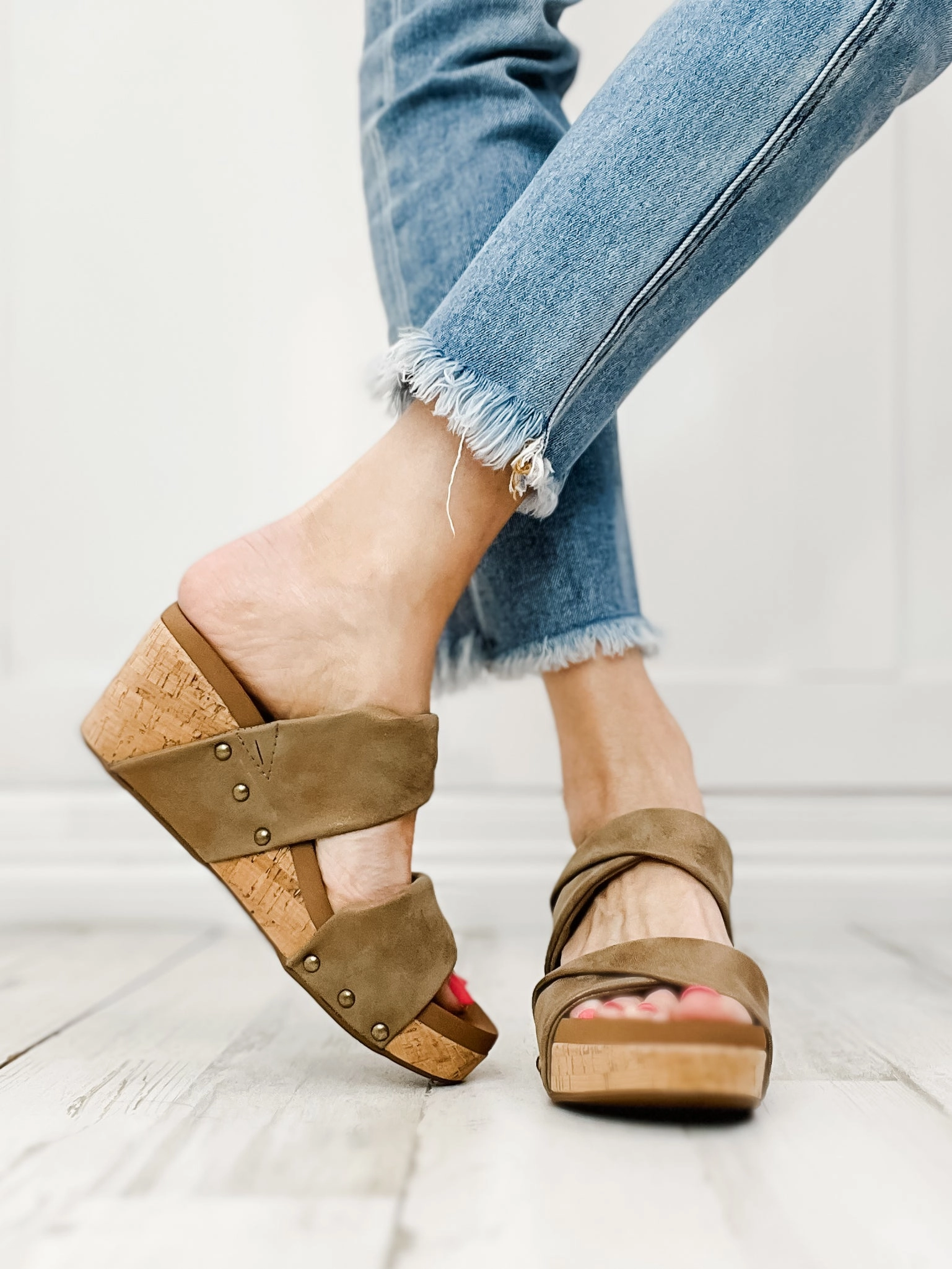 Corkys Stranded Wedges in Bronze Metallic