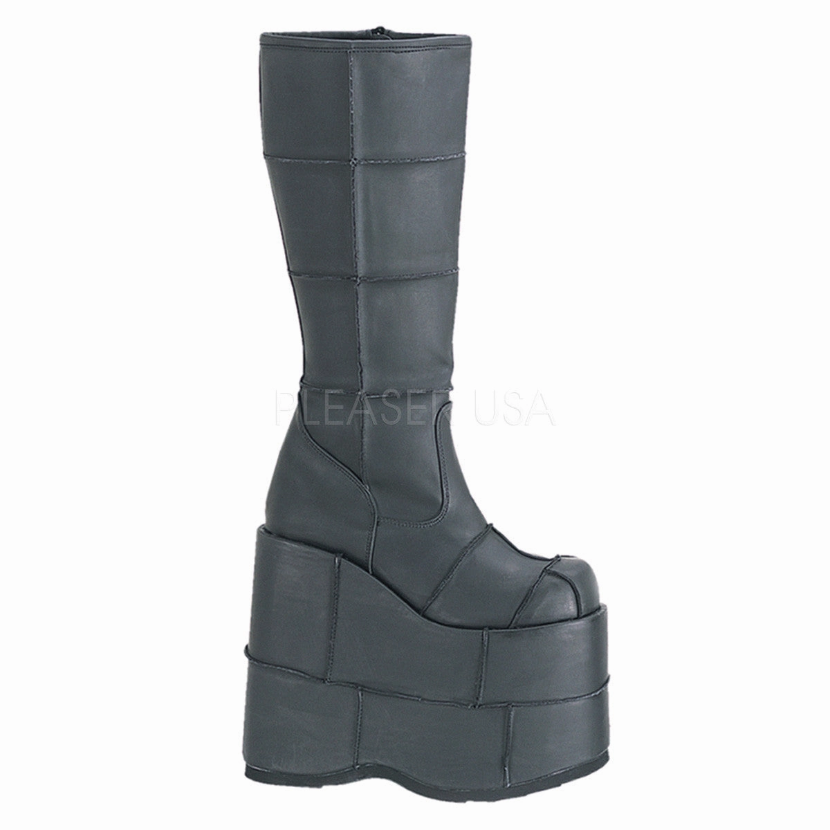 DEMONIA STACK-301 Men's Black Pu Vegan Boots