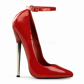 DEVIOUS DAGGER-12 Red Pat Plain Pumps