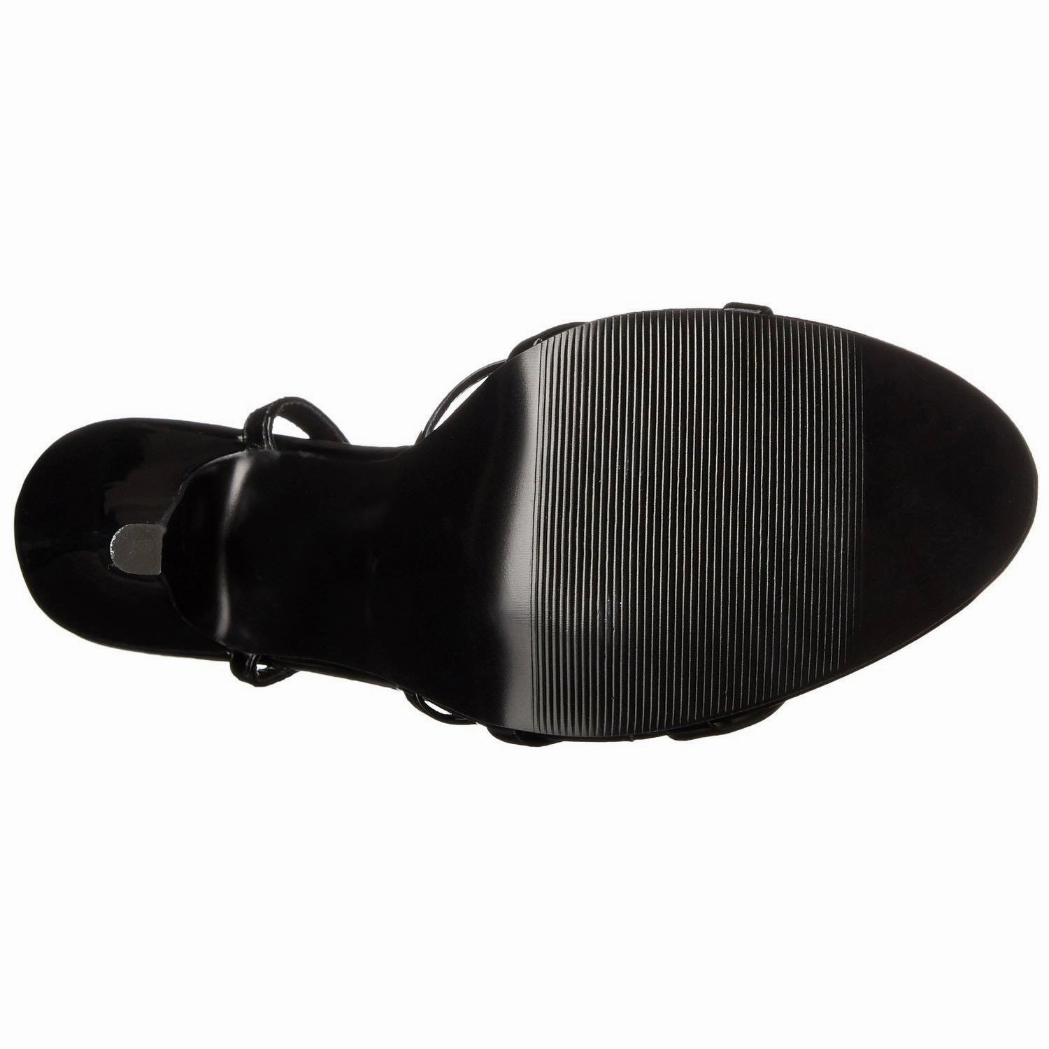 DEVIOUS DOMINA-108 Black Pat Ankle Strap Sandals