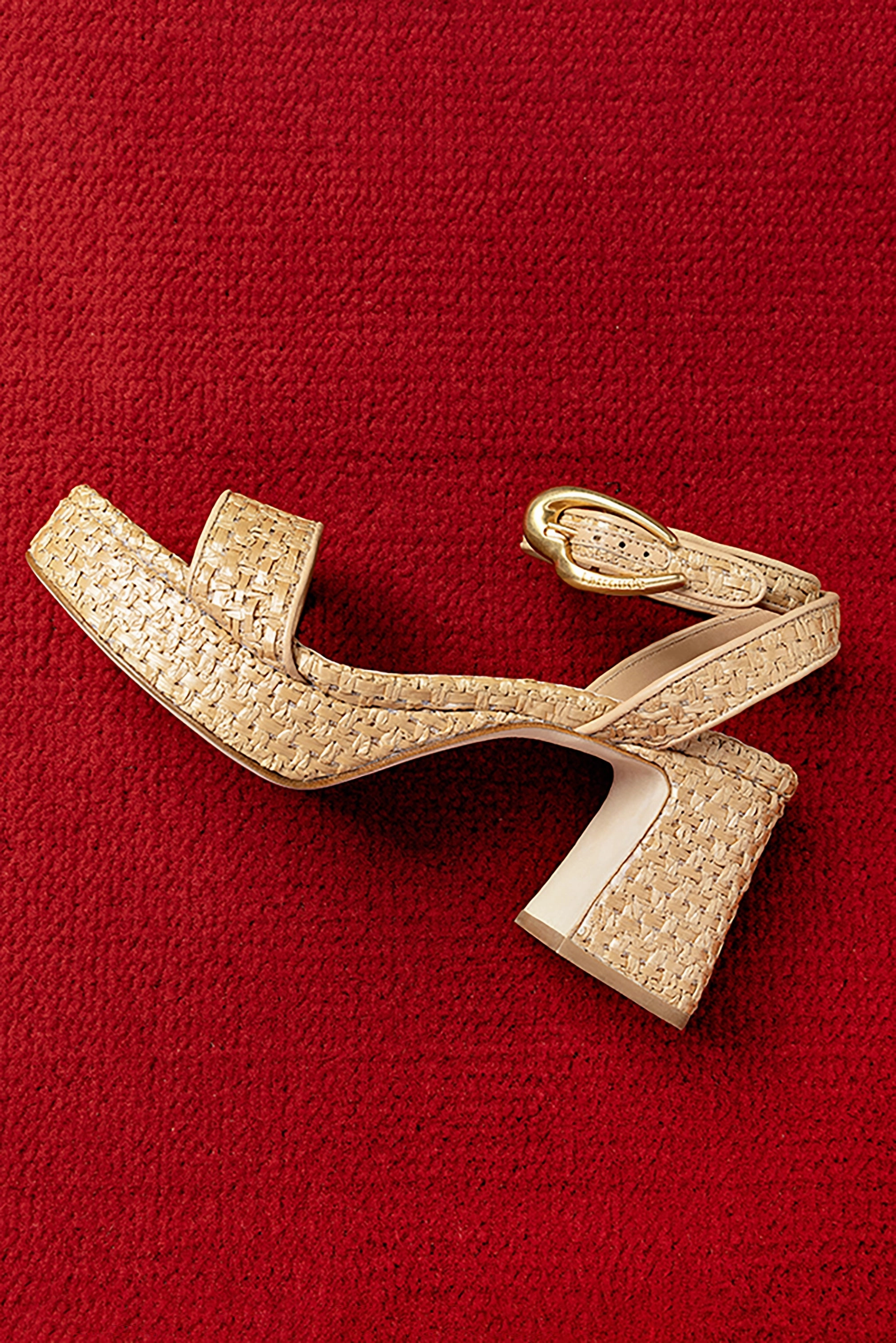 Dolly Verona Low Sandal In Natural Raffia and Beige Leather