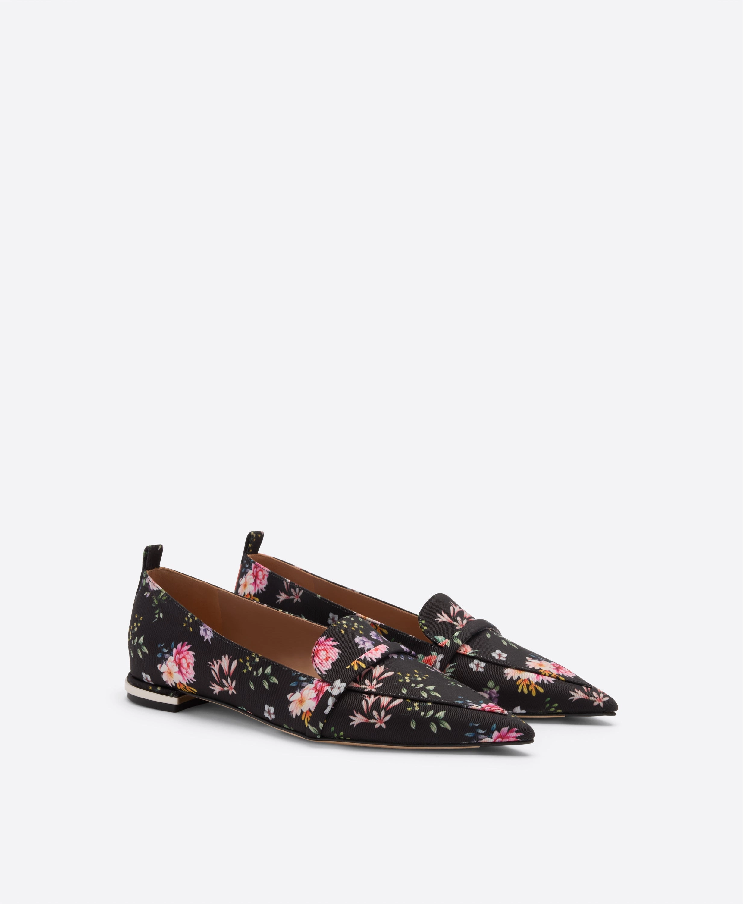 Dora Black Floral Grosgrain Loafers