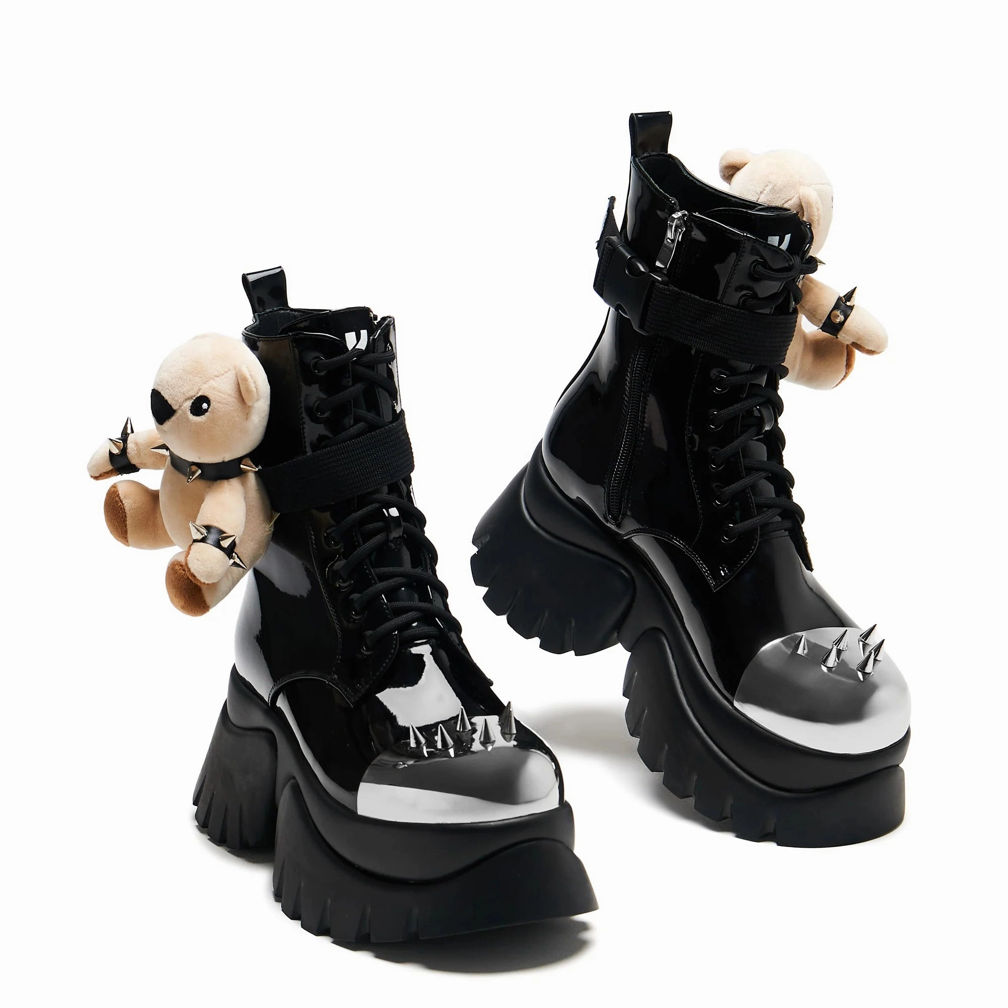 Eddie’s Teddy Platform Spiked Boots - Black