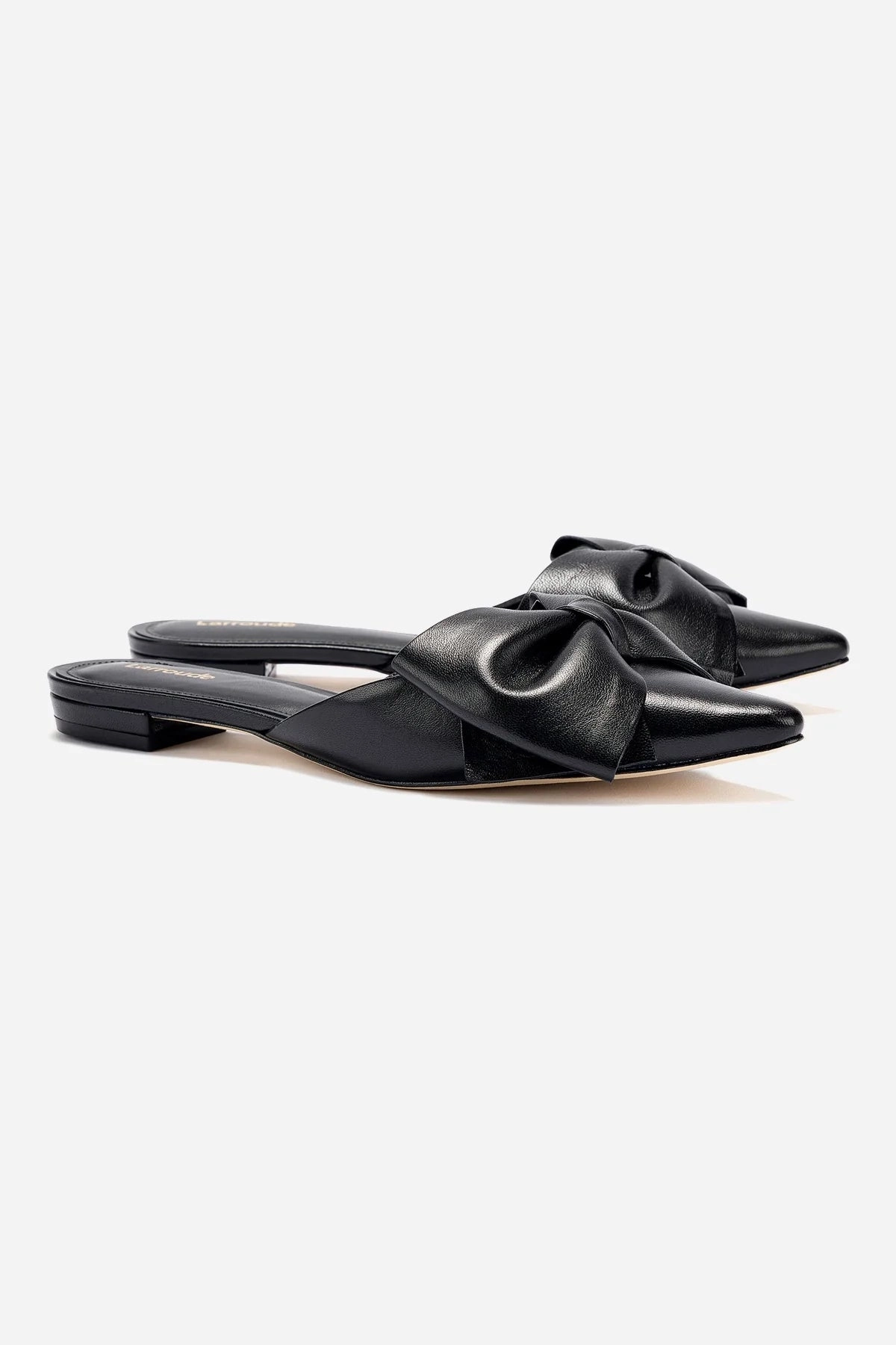 Elle Flat Mule In Black Leather