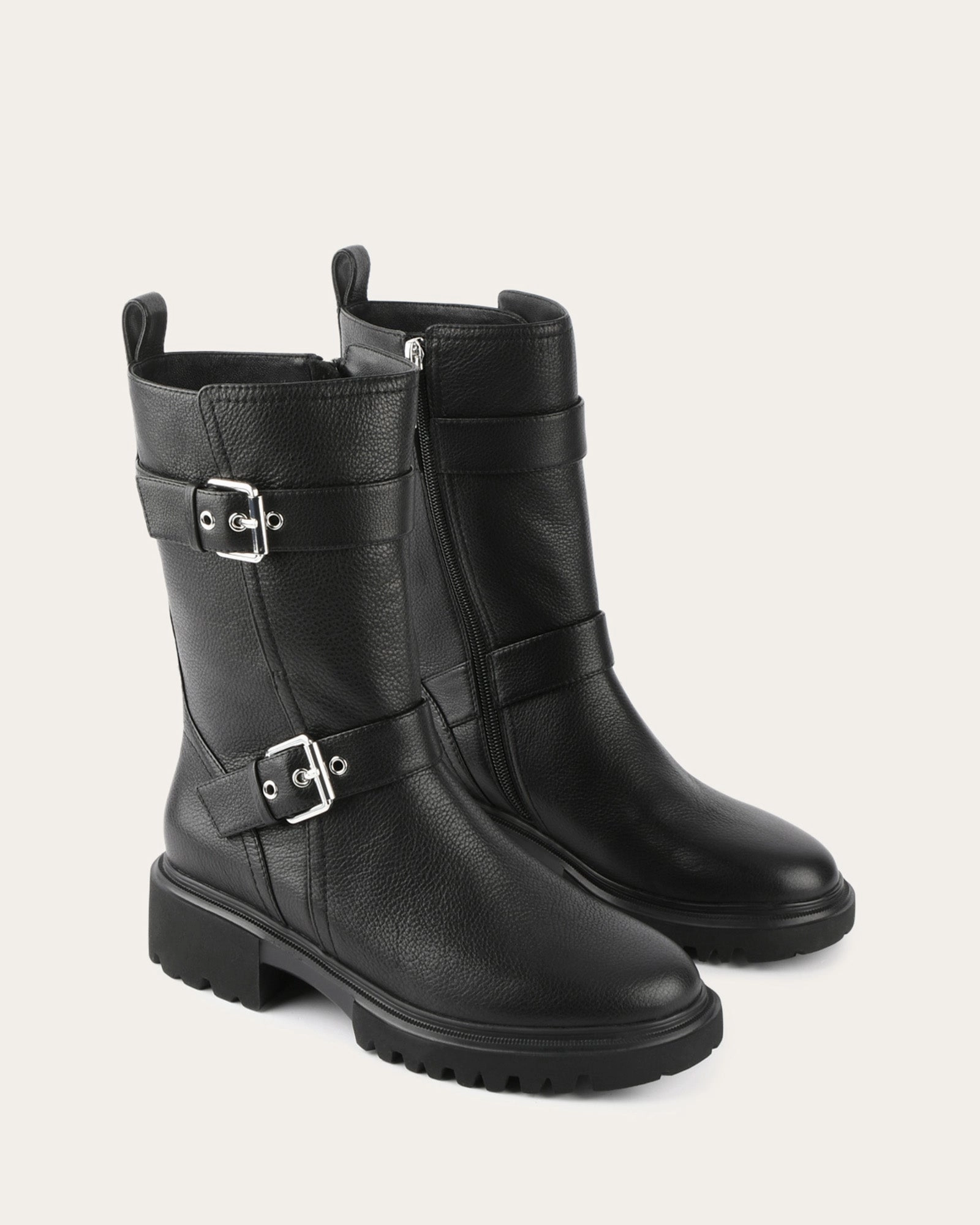 ELLIOT FLAT ANKLE BOOTS BLACK LEATHER