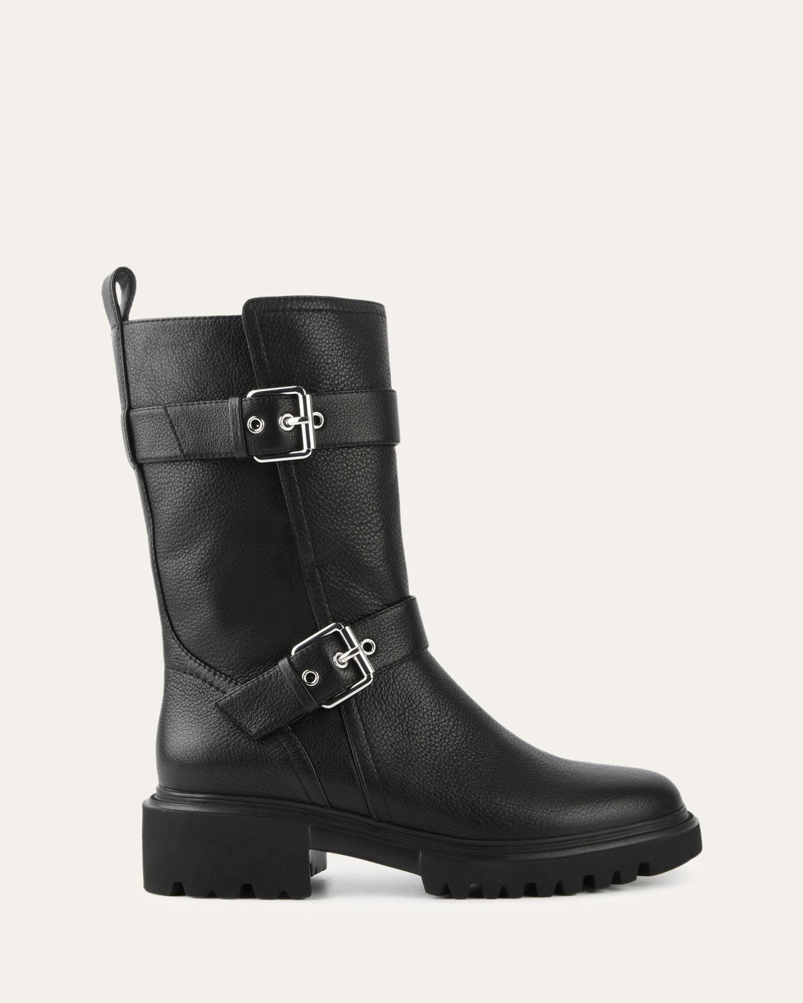 ELLIOT FLAT ANKLE BOOTS BLACK LEATHER