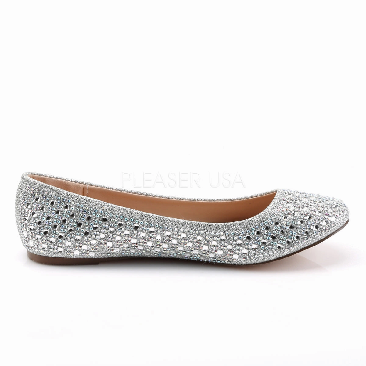 Fabulicious TREAT-06 Silver Glitter Mesh Fabric Flats