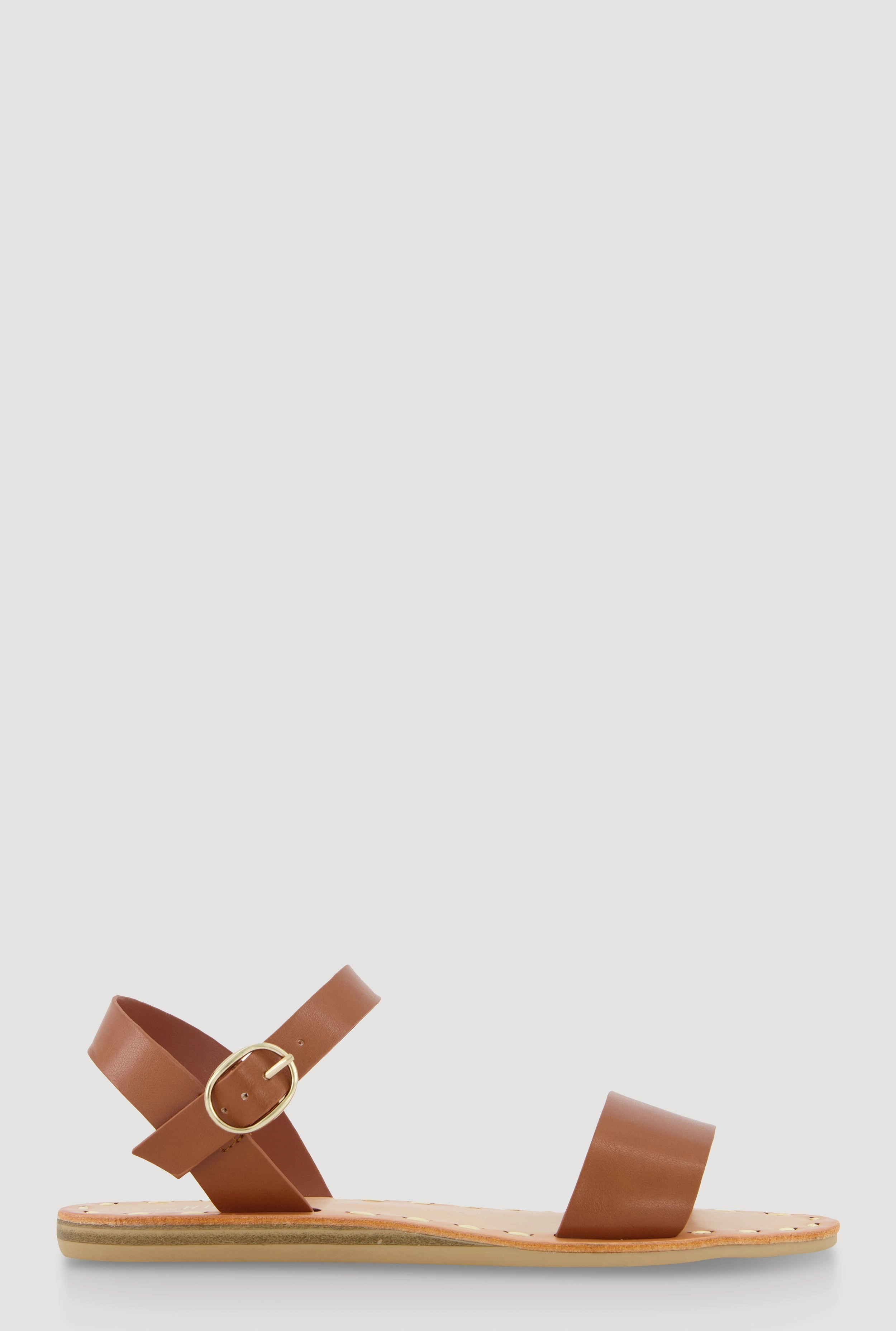 Faux Leather Band Ankle Strap Sandals