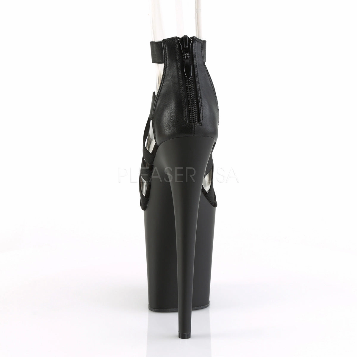 FLAMINGO-859  Black Elastic Band-Faux Leather/Black Matte