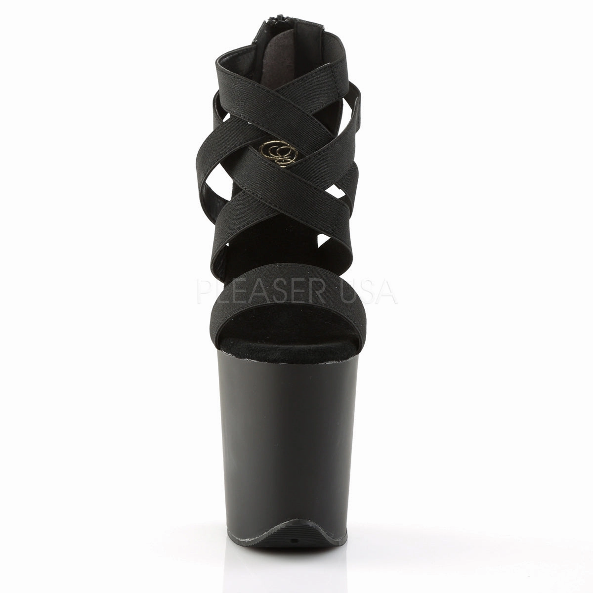 FLAMINGO-869  Black Elastic Band-Faux Leather/Black Matte