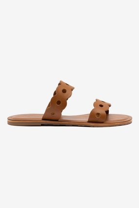 Florence Flat Mule In Light Caramel Leather